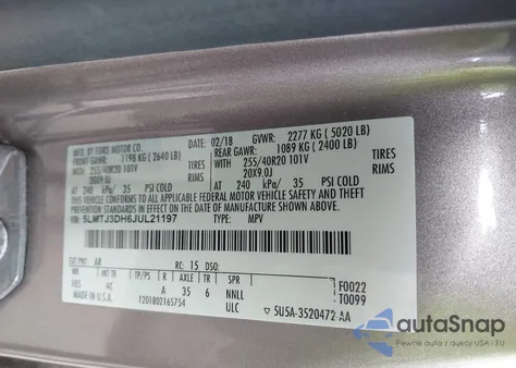 2018 Lincoln Mkc Reserve z USA, uszkodzony, nr VIN 5LMTJ3DH6JUL21197